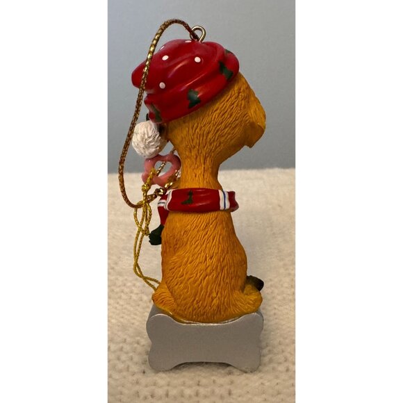 Cute Dog Christmas Ornament Dogs Tongue is Heart he's On Bone  saying Wuv U Wots - Picture 3 of 8